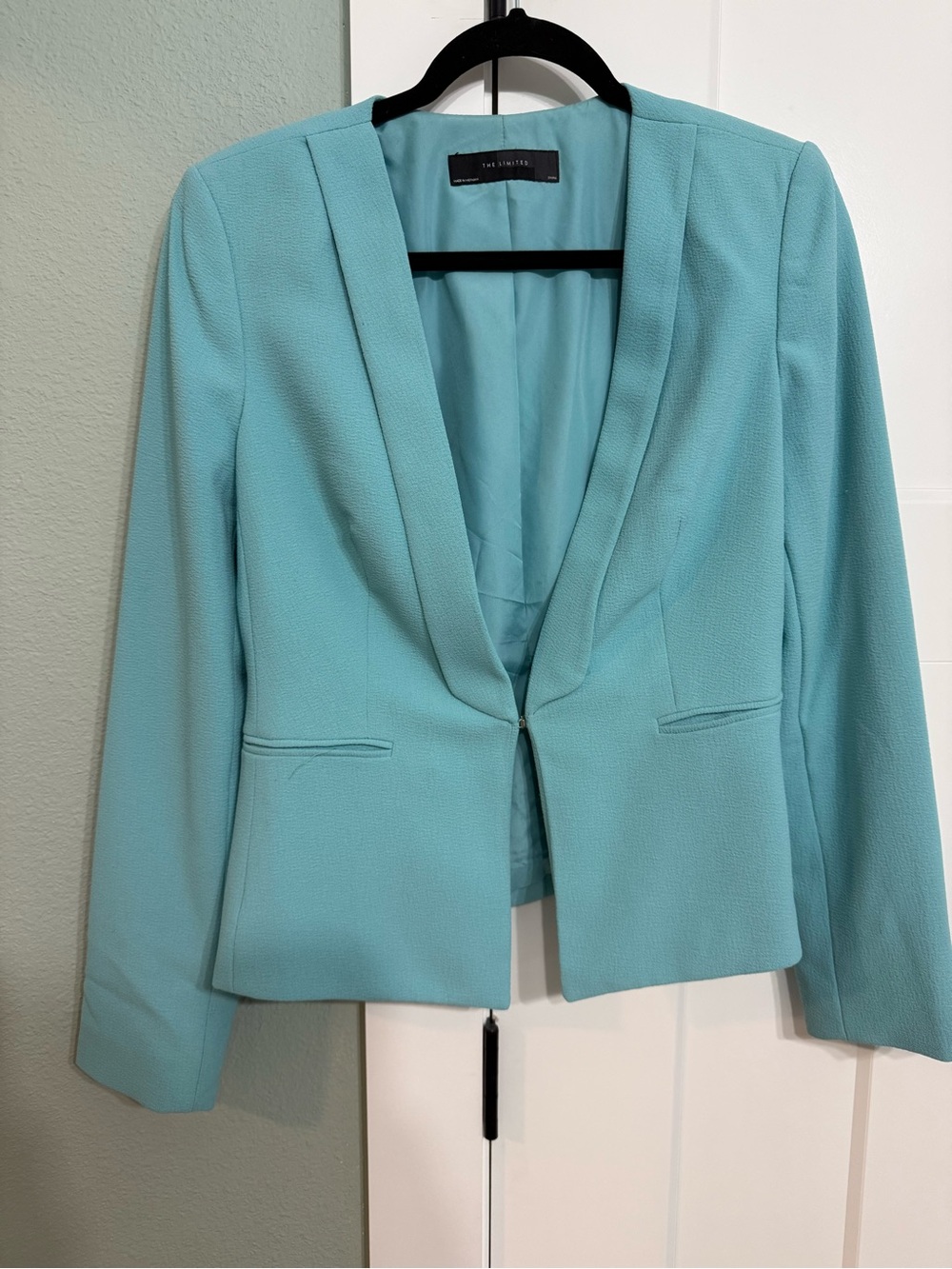 The Limited Aqua Open-Front Tailored Blazer